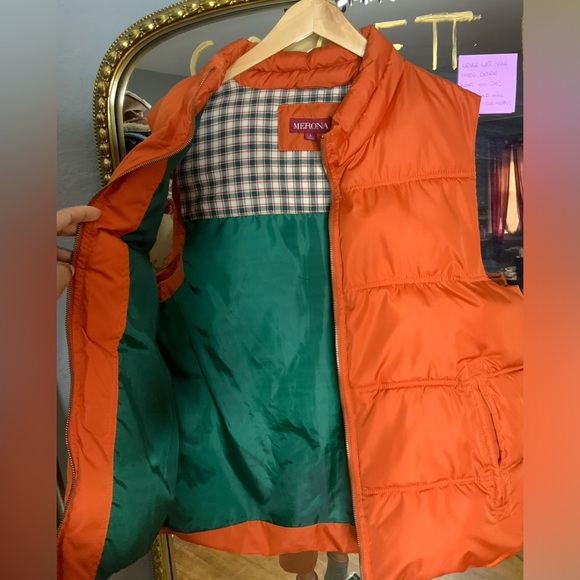 MERONA Men’s Puffer Vest Dark Orange Size large - Picture 6 of 10